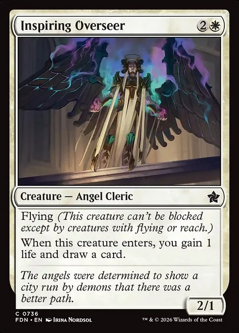 Inspiring Overseer, carta Magic di tipo Creature — Angel Cleric illustrata da Irina Nordsol