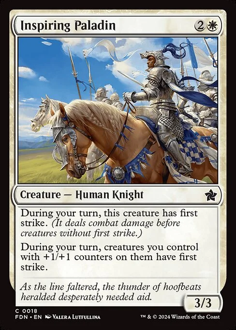 Inspiring Paladin, carta Magic di tipo Creature — Human Knight illustrata da Valera Lutfullina