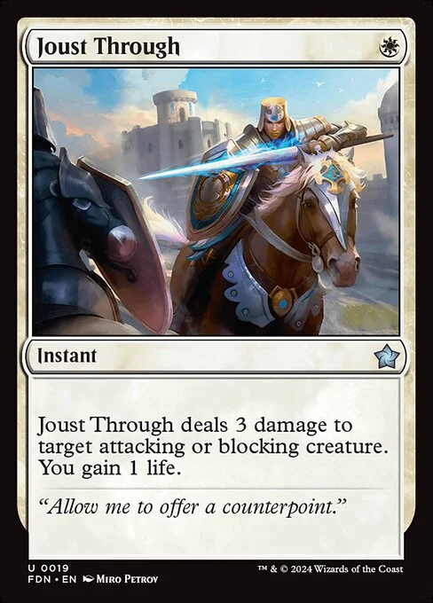 Joust Through, carta Magic di tipo Instant illustrata da Miro Petrov