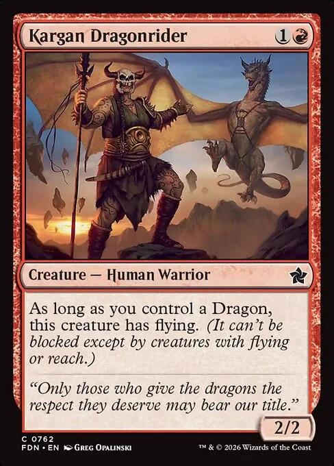 Kargan Dragonrider, carta Magic di tipo Creature — Human Warrior illustrata da Greg Opalinski