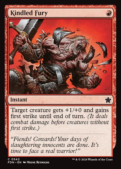 Kindled Fury, carta Magic di tipo Instant illustrata da Wayne Reynolds