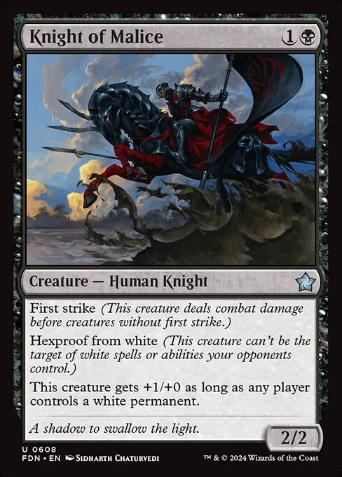 Knight of Malice, carta Magic di tipo Creature — Human Knight illustrata da Sidharth Chaturvedi