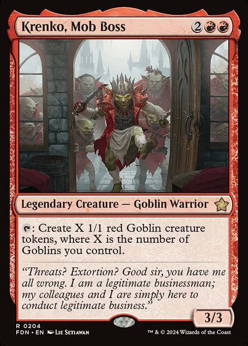 Krenko, Mob Boss, carta Magic di tipo Legendary Creature — Goblin Warrior illustrata da Lie Setiawan