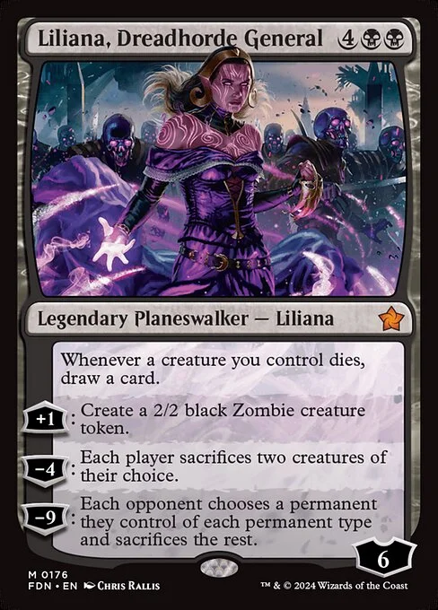 Liliana, Dreadhorde General, carta Magic di tipo Legendary Planeswalker — Liliana illustrata da Chris Rallis