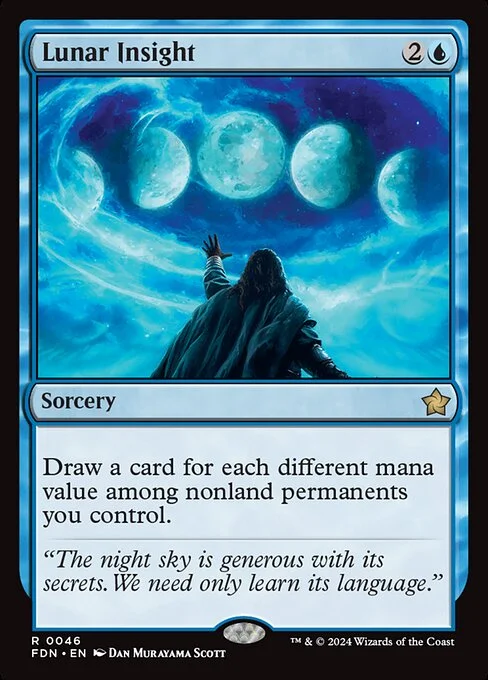 Lunar Insight, carta Magic di tipo Sorcery illustrata da Dan Murayama Scott