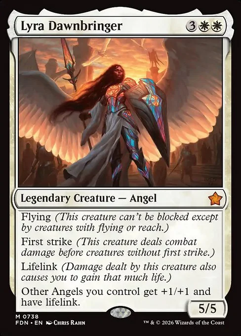 Lyra Dawnbringer, carta Magic di tipo Legendary Creature — Angel illustrata da Chris Rahn