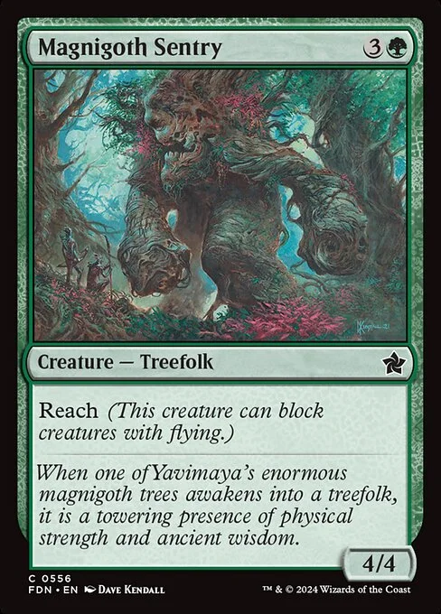 Magnigoth Sentry, carta Magic di tipo Creature — Treefolk illustrata da Dave Kendall