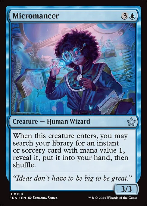 Micromancer, carta Magic di tipo Creature — Human Wizard illustrata da Ernanda Souza