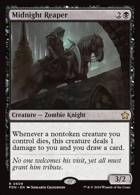 Midnight Reaper, carta Magic di tipo Creature — Zombie Knight illustrata da Sidharth Chaturvedi