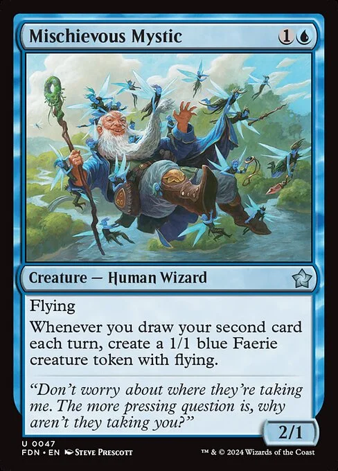 Mischievous Mystic, carta Magic di tipo Creature — Human Wizard illustrata da Steve Prescott
