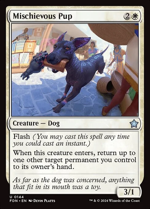 Mischievous Pup, carta Magic di tipo Creature — Dog illustrata da Devin Platts