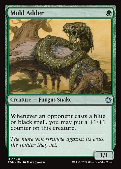 Mold Adder, carta Magic di tipo Creature — Fungus Snake illustrata da Matt Cavotta