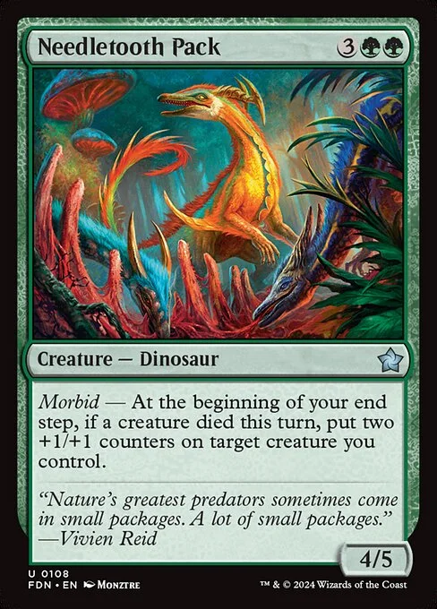 Needletooth Pack, carta Magic di tipo Creature — Dinosaur illustrata da Monztre