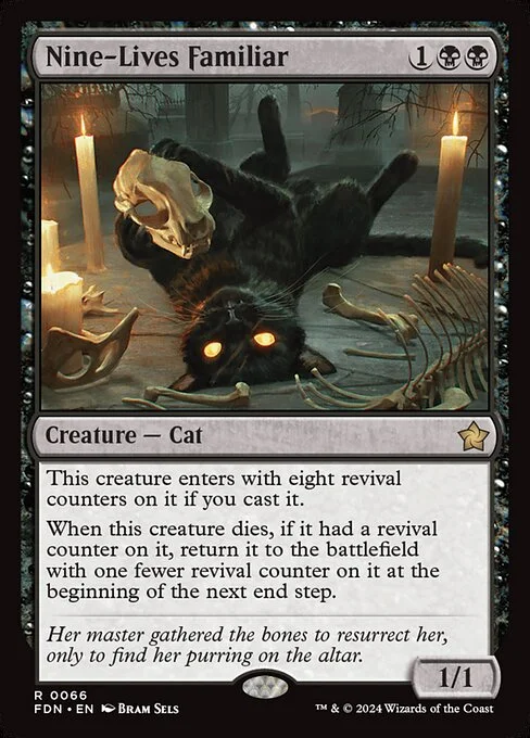 Nine-Lives Familiar, carta Magic di tipo Creature — Cat illustrata da Bram Sels