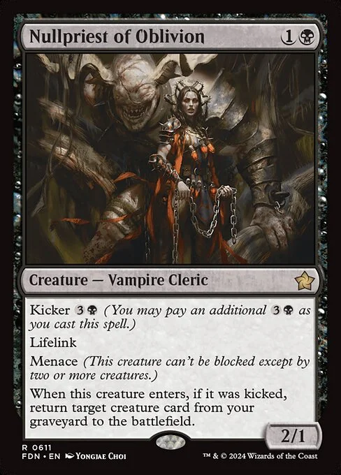 Nullpriest of Oblivion, carta Magic di tipo Creature — Vampire Cleric illustrata da Yongjae Choi