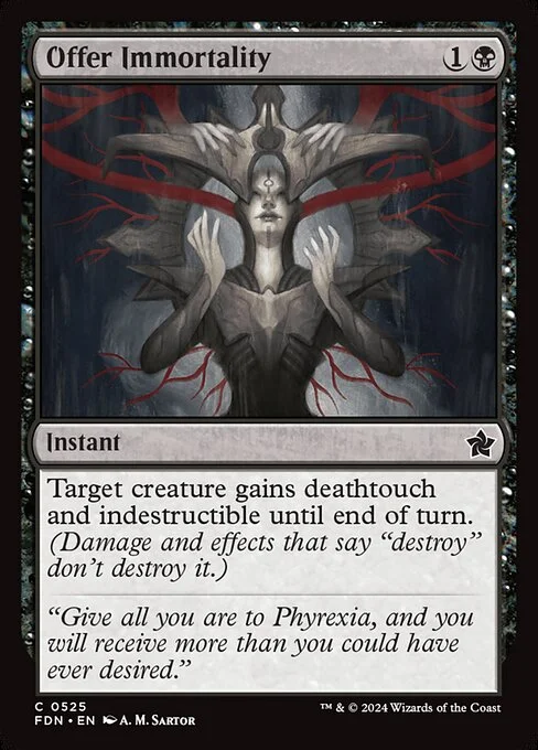 Offer Immortality, carta Magic di tipo Instant illustrata da A. M. Sartor