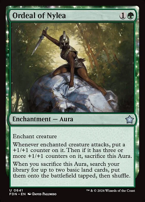 Ordeal of Nylea, carta Magic di tipo Enchantment — Aura illustrata da David Palumbo