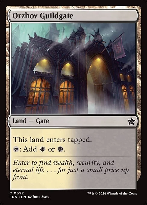 Orzhov Guildgate, carta Magic di tipo Land — Gate illustrata da John Avon