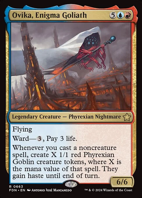 Ovika, Enigma Goliath, carta Magic di tipo Legendary Creature — Phyrexian Nightmare illustrata da Antonio José Manzanedo
