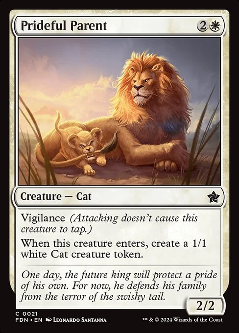 Prideful Parent, carta Magic di tipo Creature — Cat illustrata da Leonardo Santanna