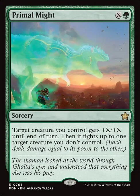 Primal Might, carta Magic di tipo Sorcery illustrata da Randy Vargas