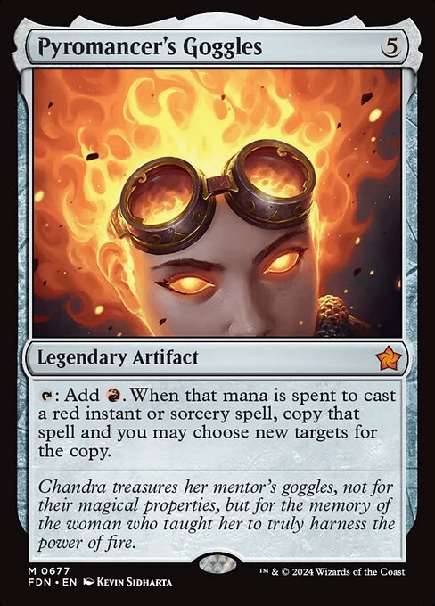 Pyromancer's Goggles, carta Magic di tipo Legendary Artifact illustrata da Kevin Sidharta