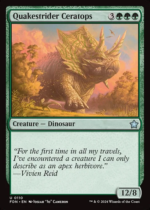 Quakestrider Ceratops, carta Magic di tipo Creature — Dinosaur illustrata da Josiah "Jo" Cameron