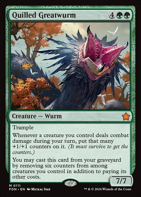Quilled Greatwurm, carta Magic di tipo Creature — Wurm illustrata da Michal Ivan