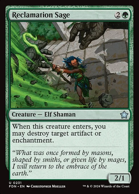 Reclamation Sage, carta Magic di tipo Creature — Elf Shaman illustrata da Christopher Moeller
