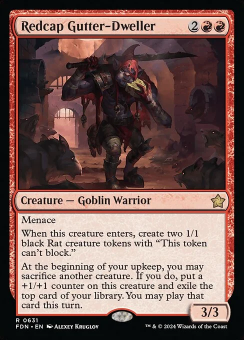 Redcap Gutter-Dweller, carta Magic di tipo Creature — Goblin Warrior illustrata da Alexey Kruglov