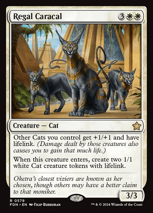 Regal Caracal, carta Magic di tipo Creature — Cat illustrata da Filip Burburan