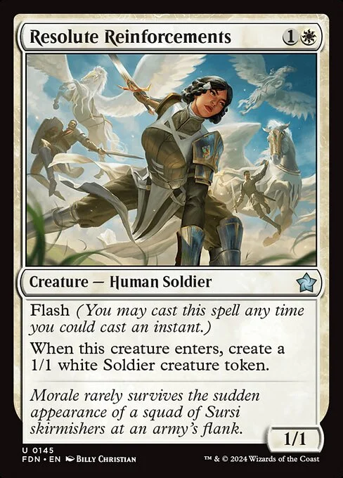 Resolute Reinforcements, carta Magic di tipo Creature — Human Soldier illustrata da Billy Christian