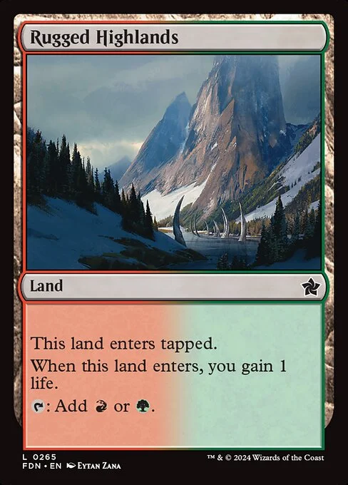 Rugged Highlands, carta Magic di tipo Land illustrata da Eytan Zana