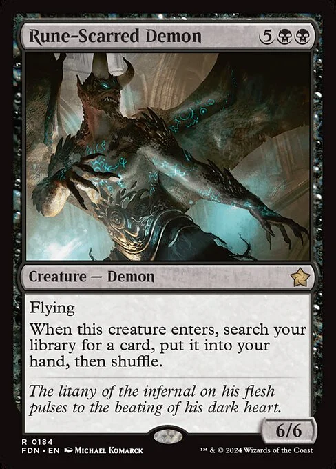 Rune-Scarred Demon, carta Magic di tipo Creature — Demon illustrata da Michael Komarck