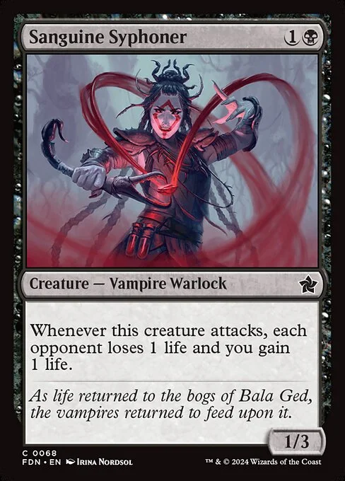 Sanguine Syphoner, carta Magic di tipo Creature — Vampire Warlock illustrata da Irina Nordsol