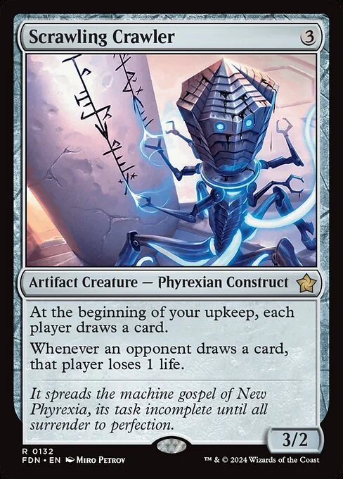 Scrawling Crawler, carta Magic di tipo Artifact Creature — Phyrexian Construct illustrata da Miro Petrov