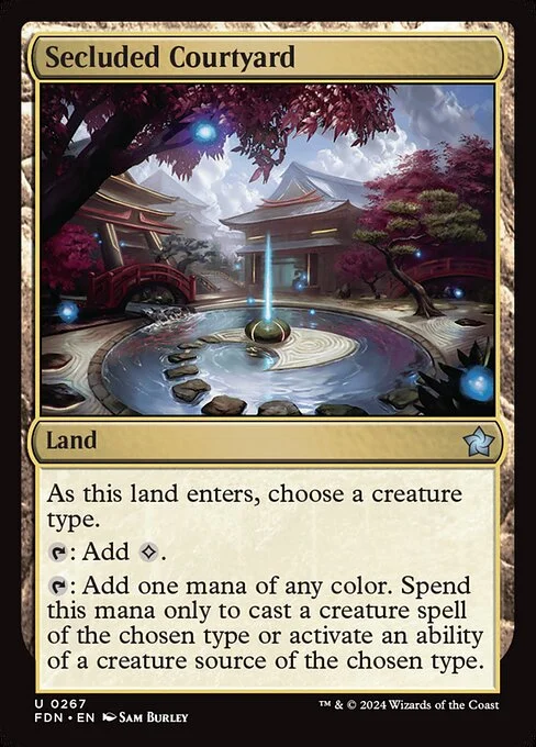 Secluded Courtyard, carta Magic di tipo Land illustrata da Sam Burley