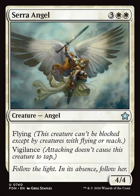 Serra Angel, carta Magic di tipo Creature — Angel illustrata da Greg Staples