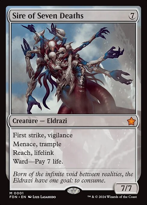 Sire of Seven Deaths, carta Magic di tipo Creature — Eldrazi illustrata da Lius Lasahido