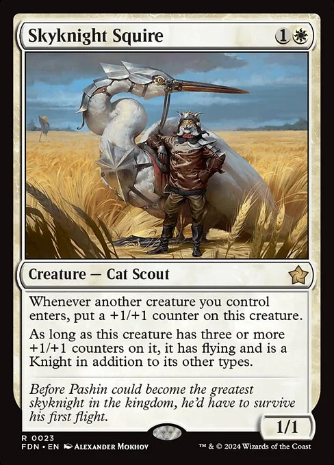 Skyknight Squire, carta Magic di tipo Creature — Cat Scout illustrata da Alexander Mokhov