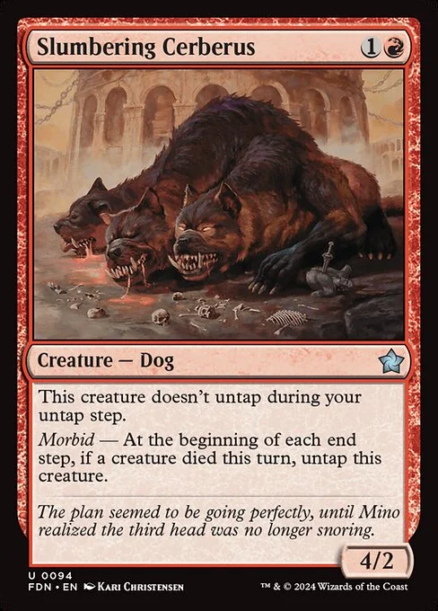 Slumbering Cerberus, carta Magic di tipo Creature — Dog illustrata da Kari Christensen