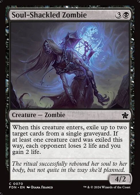 Soul-Shackled Zombie, carta Magic di tipo Creature — Zombie illustrata da Diana Franco
