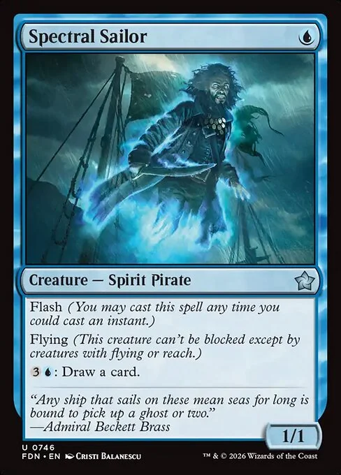 Spectral Sailor, carta Magic di tipo Creature — Spirit Pirate illustrata da Cristi Balanescu