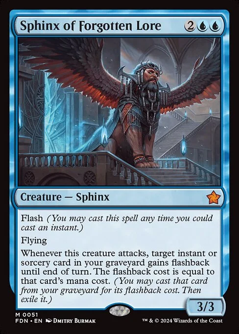 Sphinx of Forgotten Lore, carta Magic di tipo Creature — Sphinx illustrata da Dmitry Burmak