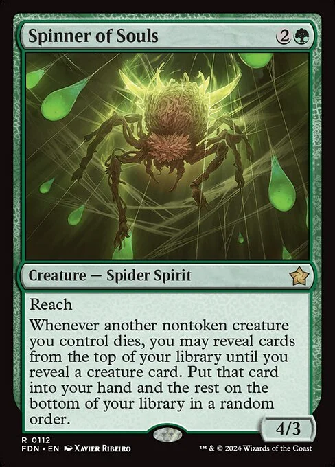 Spinner of Souls, carta Magic di tipo Creature — Spider Spirit illustrata da Xavier Ribeiro