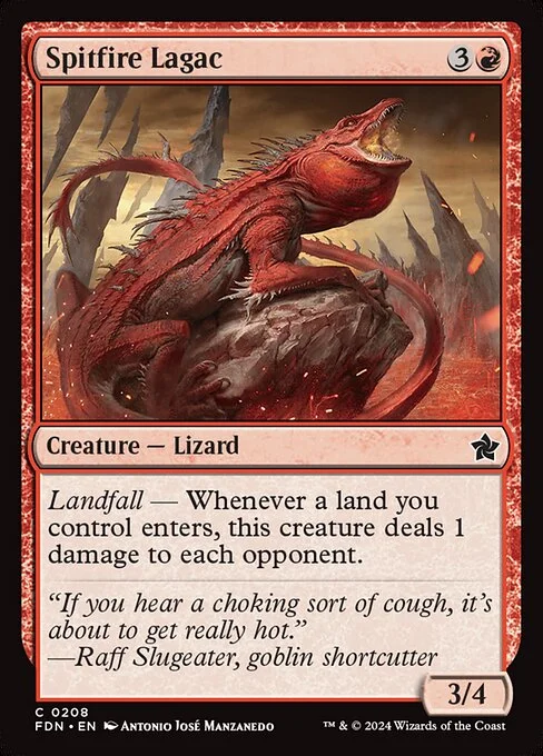 Spitfire Lagac, carta Magic di tipo Creature — Lizard illustrata da Antonio José Manzanedo