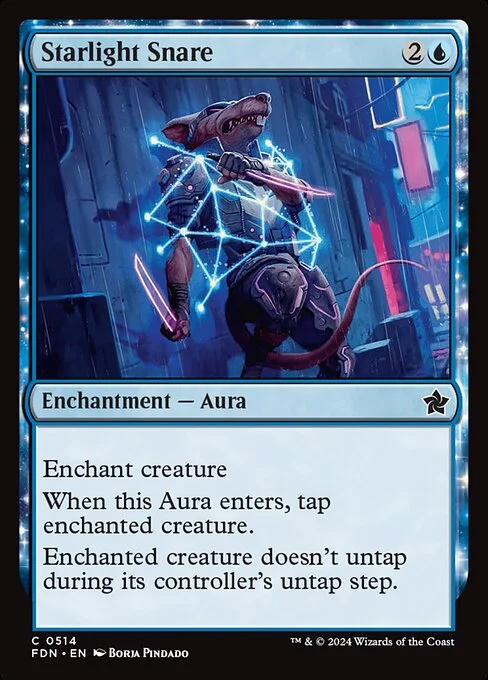 Starlight Snare, carta Magic di tipo Enchantment — Aura illustrata da Borja Pindado