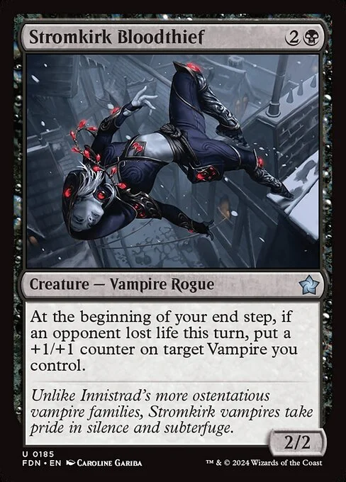Stromkirk Bloodthief, carta Magic di tipo Creature — Vampire Rogue illustrata da Caroline Gariba