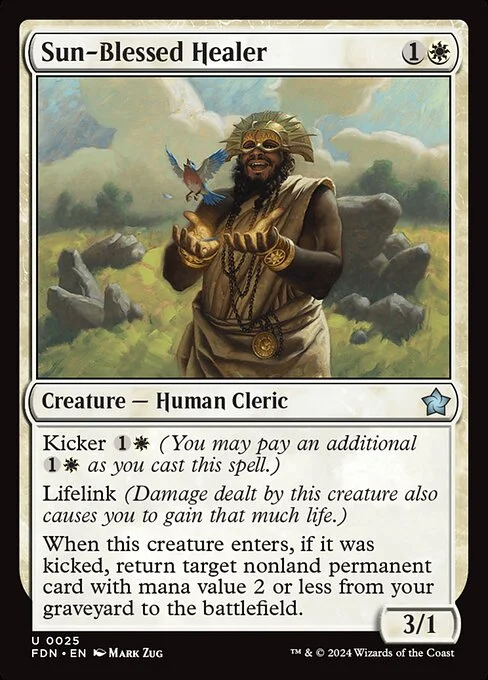 Sun-Blessed Healer, carta Magic di tipo Creature — Human Cleric illustrata da Mark Zug