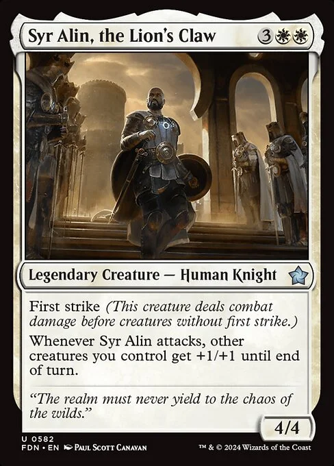 Syr Alin, the Lion's Claw, carta Magic di tipo Legendary Creature — Human Knight illustrata da Paul Scott Canavan